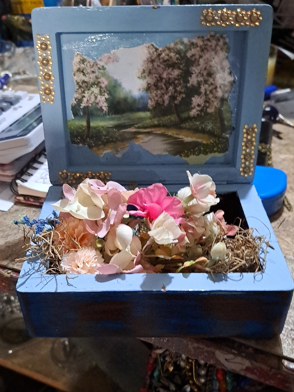 Vintage handmade trinket box